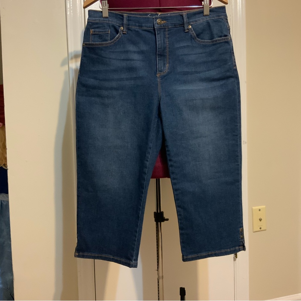 NWOT Gloria Vanderbilt denim Capri Petite all Around Shimmering Effect B…